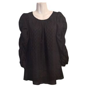 Max Studio Black Sheer Polkadot Blouse